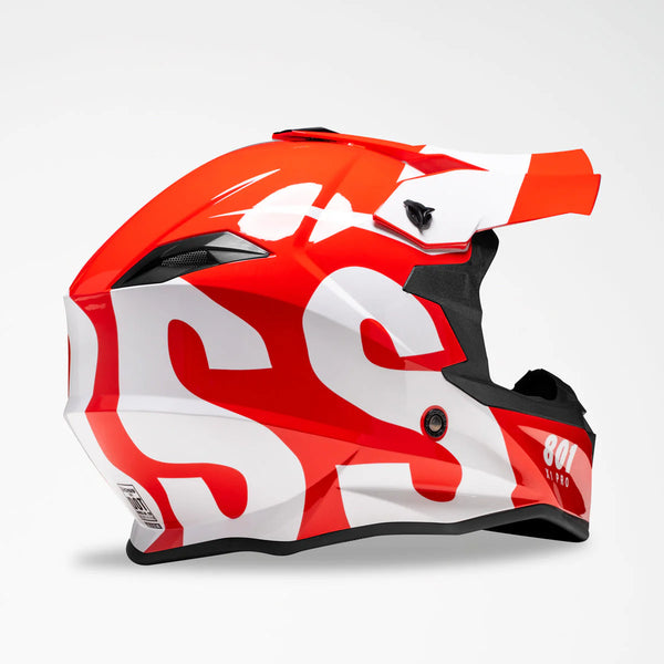 Voss 801 X1 Pro Dirt Red/ White Wavy Helmet