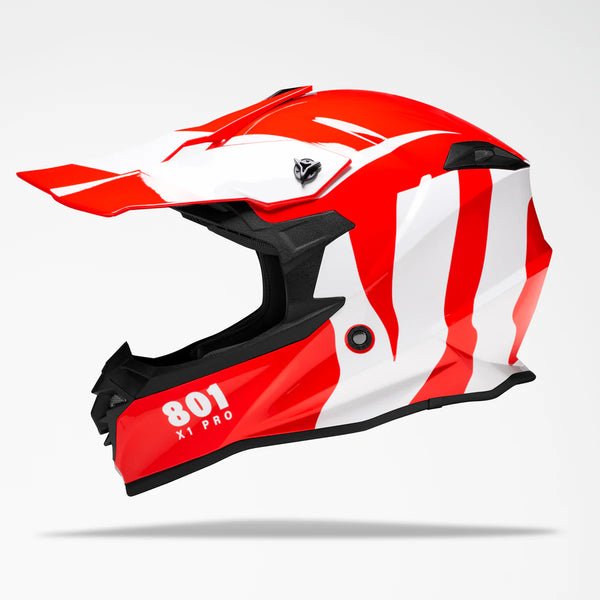 Voss 801 X1 Pro Dirt Red/ White Wavy Helmet