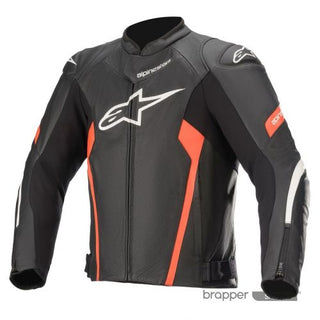 ALPINESTAR FASTER V2 LEATHER JACKET BLK RED FLOU-56